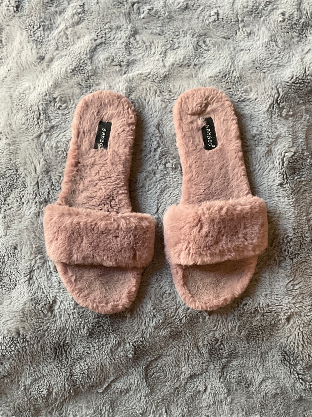 BAMBOO Plush Slide Slippers in Dusty Pink